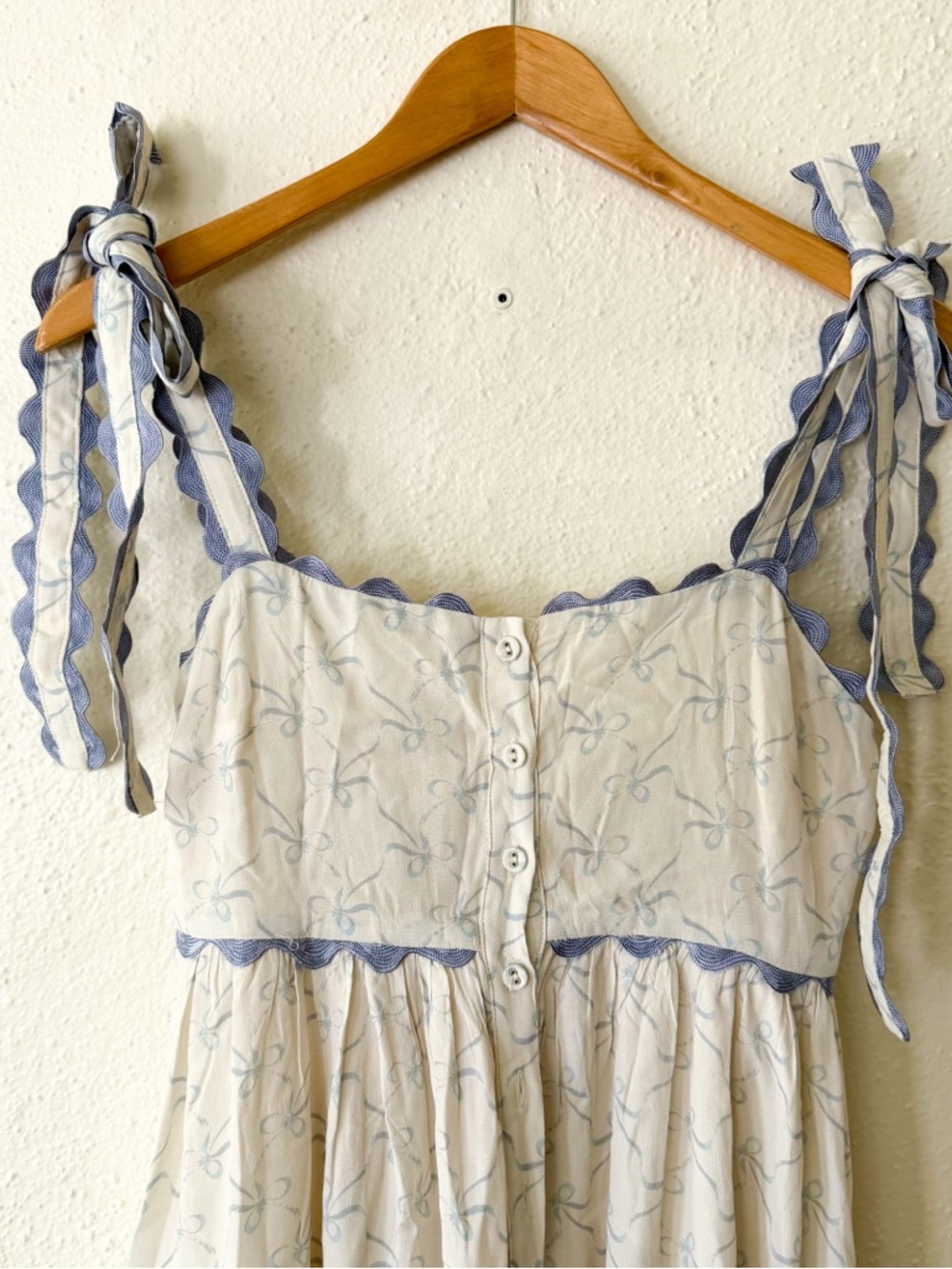 Sofie The Label Blue Bow Ric Rac Midi Maxi Dress - Picture 4 of 9